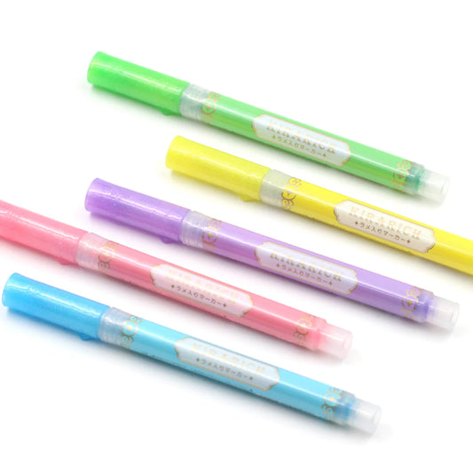 Zebra Kirarich Sparkle Glitter Highlighters Set of 5
