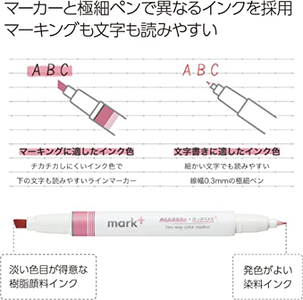 Marqueurs et surligneurs de couleur bidirectionnels KOKUYO Mark+ (lot de 5) - KOKUYO