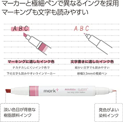 Marqueurs et surligneurs de couleur bidirectionnels KOKUYO Mark+ (lot de 5) - KOKUYO