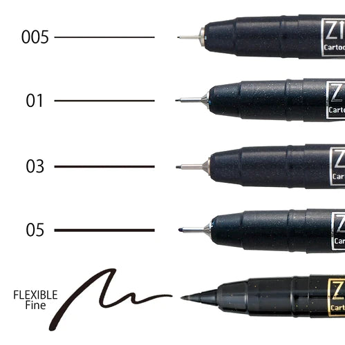 Stylos Kuretaka Specialized Black Cartoonist Mangaka (Ensemble de 5 assortis) - ZIG
